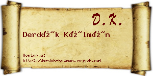 Derdák Kálmán névjegykártya